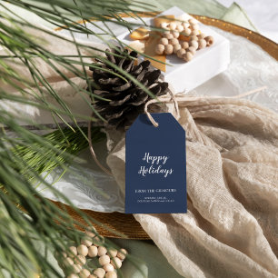 Minimalistische moderne Blue Happy Holidays Famili Geschenkanhänger
