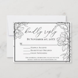 Minimalistische, moderne Blumenhochzeit RSVP Karte