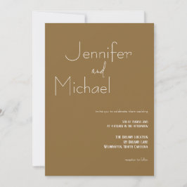 Minimalistische, moderne Braun-Hochzeitseinladung Einladung