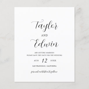 Minimalistische moderne Budget-Hochzeit Save-the-D Flyer