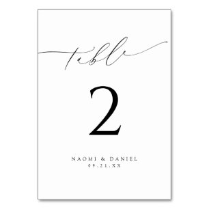 Minimalistische Moderne Chic Script Elegante Hochz Tischnummer