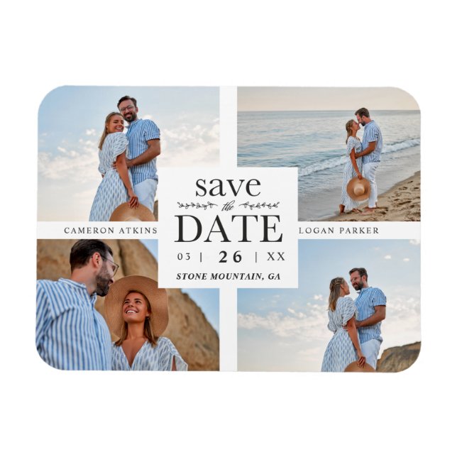 Minimalistische moderne Collage 4 Hochzeiten nach  Magnet (Horizontal)