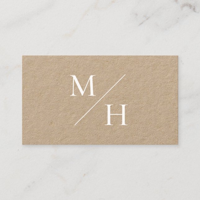 Minimalistische moderne diagonale Initials Monogra Visitenkarte (Vorderseite)