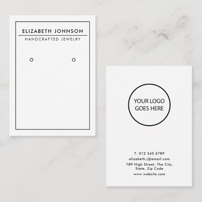 Minimalistische, moderne Earring Display Card Visitenkarte (Vorne/Hinten)