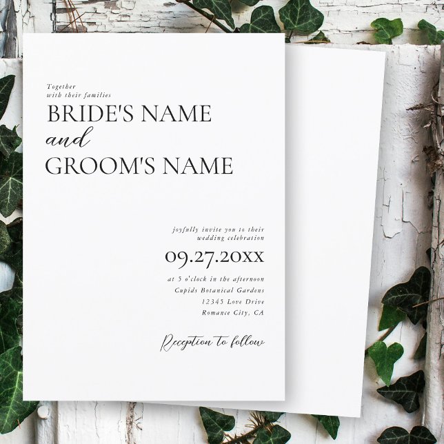 Minimalistische moderne Einfache Hochzeit Einladung (Minimalist Modern Simple Wedding Invitation)