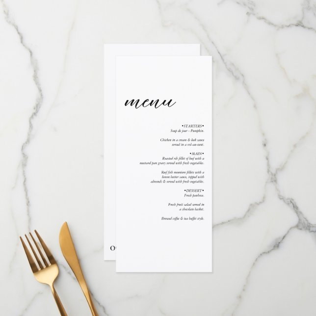 Minimalistische moderne Einfache Hochzeit Menükarte (Vorderseite/Rückseite Beispiel)
