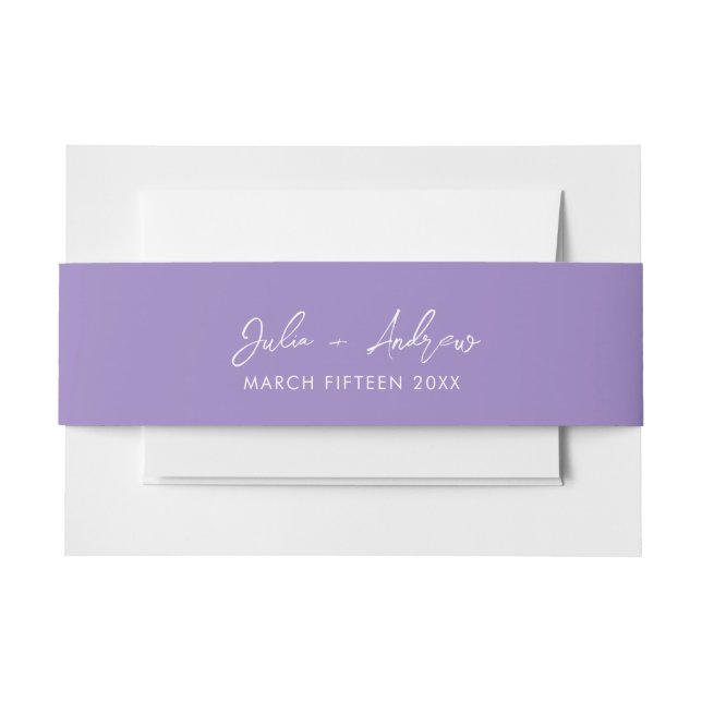 Minimalistische, moderne, einfache Lavender Hochze Einladungsbanderole (Vorderseite Beispiel)
