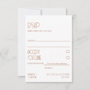 Minimalistische moderne Elegance Wedding RSVP Card Karte