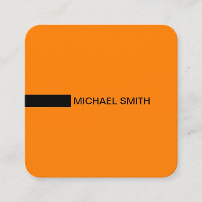 Minimalistische Moderne Elegant Orange & Black Quadratische Visitenkarte (Vorderseite)