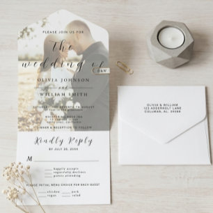 Minimalistische Moderne Elegante Foto Hochzeit All-in-One-Einladung