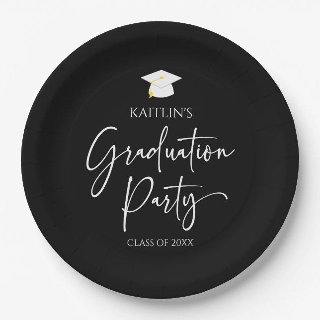 Minimalistische Moderne Elegante Graduierungsparty Pappteller (Vorderseite)