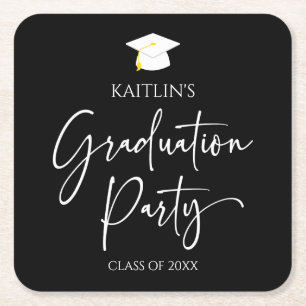Minimalistische Moderne Elegante Graduierungsparty Rechteckiger Pappuntersetzer
