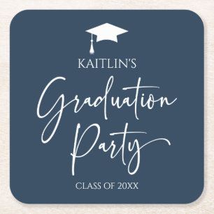 Minimalistische Moderne Elegante Graduierungsparty Rechteckiger Pappuntersetzer