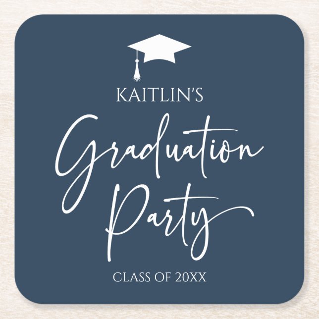Minimalistische Moderne Elegante Graduierungsparty Rechteckiger Pappuntersetzer (Vorderseite)
