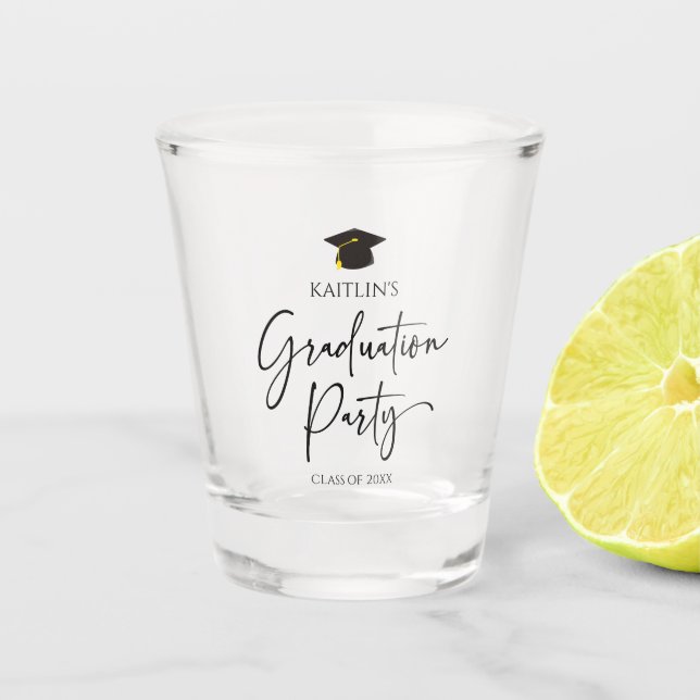 Minimalistische Moderne Elegante Graduierungsparty Schnapsglas (Vorderseite)