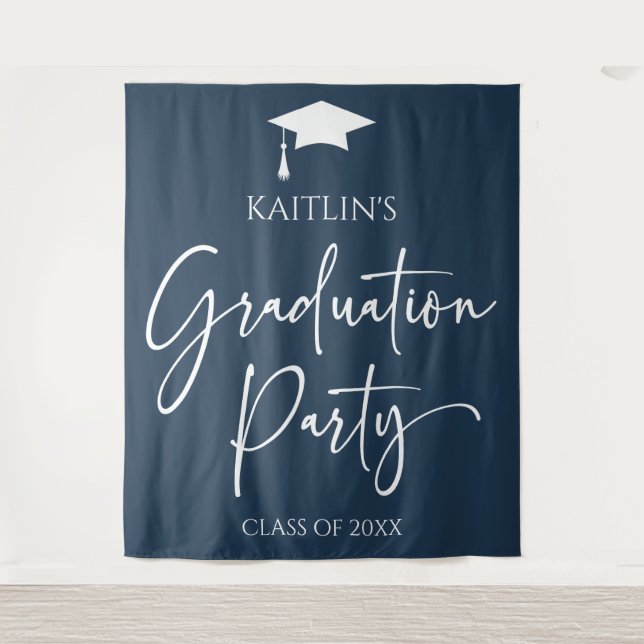 Minimalistische Moderne Elegante Graduierungsparty Wandteppich (Vorderseite)