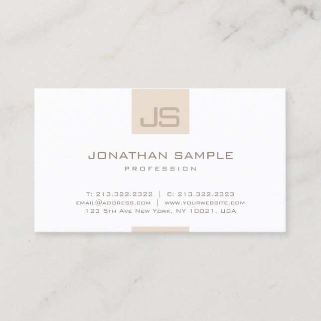 Minimalistische moderne, elegante Monogramm-Vorlag Visitenkarte (Vorderseite)