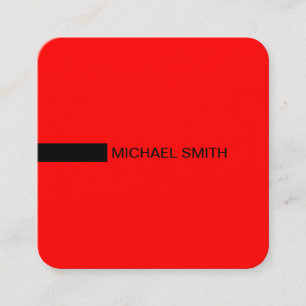 Minimalistische Moderne Elegante Rot und Schwarz Quadratische Visitenkarte