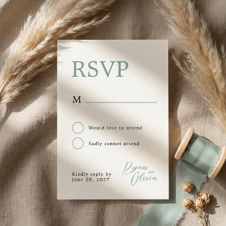Minimalistische moderne Elfenbein- und Salbeigrüne RSVP Karte