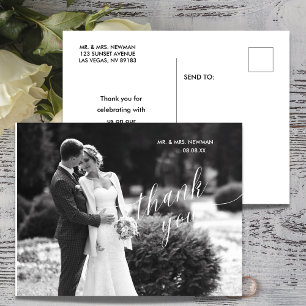 Minimalistische moderne Foto-Hochzeit Danke Postkarte