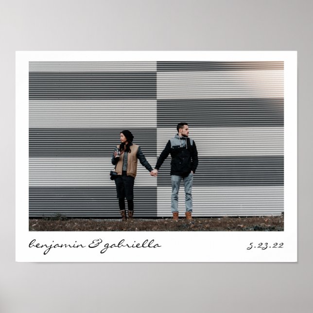 Minimalistische moderne Foto-Hochzeit Poster (Vorne)