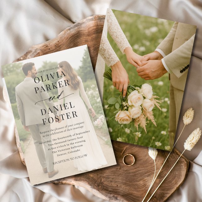 Minimalistische moderne Foto-Overlay-Hochzeit Einladung (Von Creator hochgeladen)