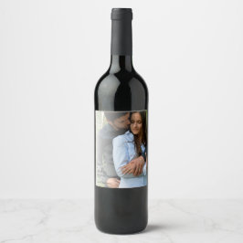 Minimalistische moderne Foto-Overlay-Hochzeit Weinetikett