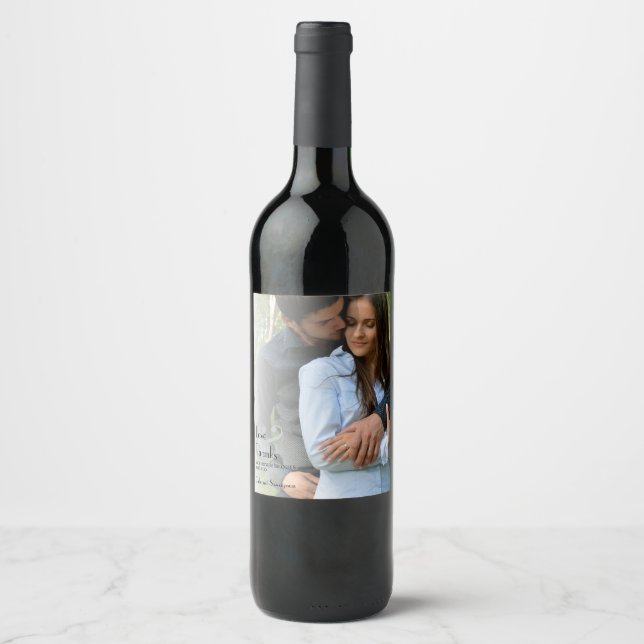 Minimalistische moderne Foto-Overlay-Hochzeit Weinetikett (Vorderseite)