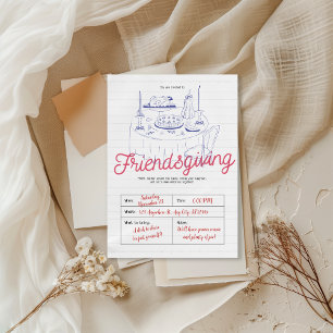 Minimalistische moderne Friendsgiving-Dinnerparty Einladung