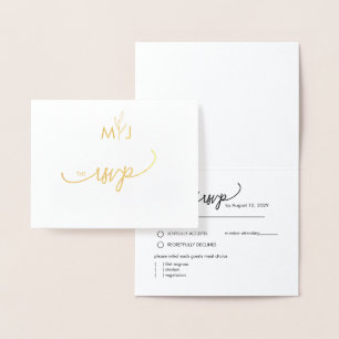 Minimalistische moderne goldene Blatt-RSVP-Folie-K Folienkarte