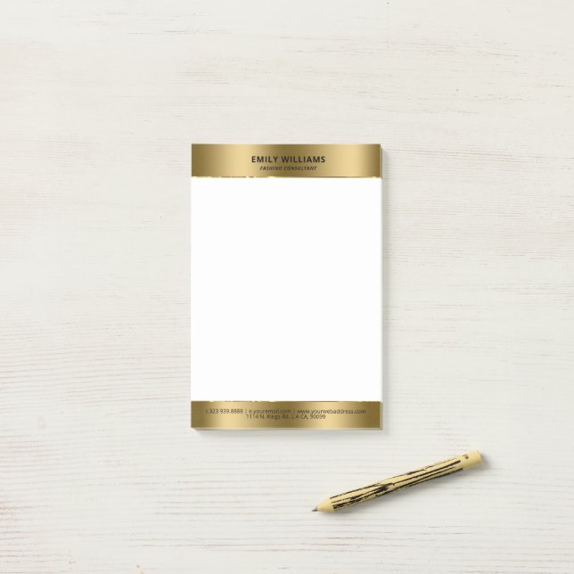Minimalistische, moderne Goldgrenze Post-it Klebezettel (Auf Schreibtisch)