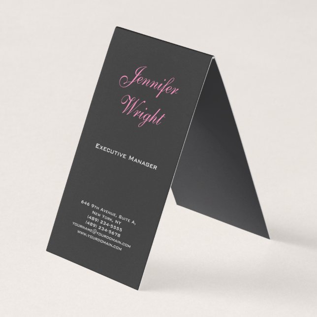 Minimalistische, moderne, grau-rosa Feminine Visitenkarten (Vorderseite)