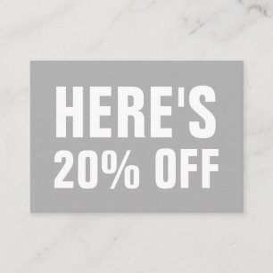 Minimalistische, moderne, graue Discount-Karte Rabattkarte
