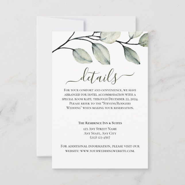 Minimalistische, moderne Grün- und Weiß-Hochzeitsd (Vorderseite)