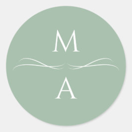 Minimalistische, moderne Grüne Bildinitialen Runder Aufkleber