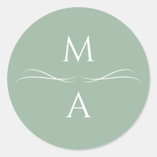 Minimalistische, moderne Grüne Bildinitialen Runder Aufkleber