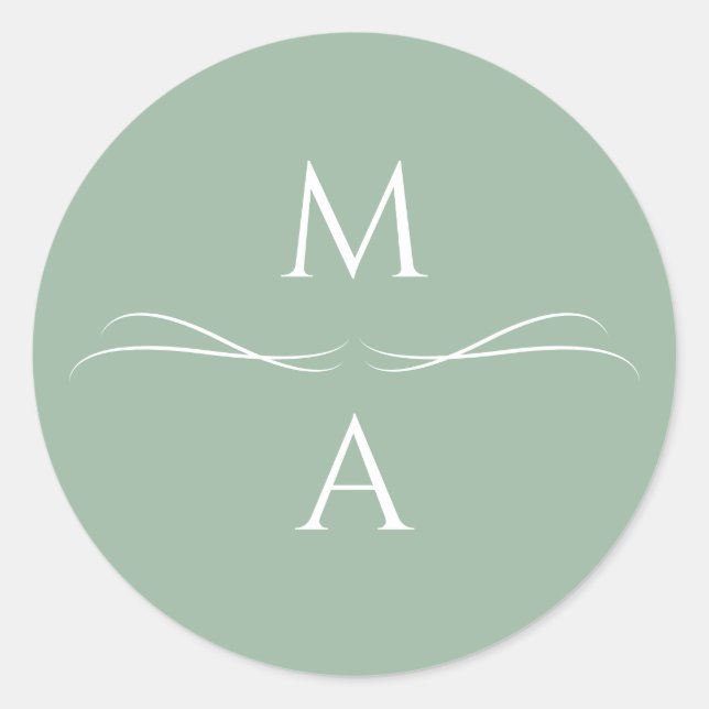 Minimalistische, moderne Grüne Bildinitialen Runder Aufkleber (Vorderseite)