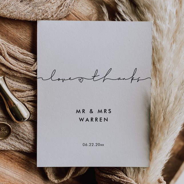 Minimalistische, moderne, handgeschriebene Liebe & Dankeskarte (Von Creator hochgeladen)