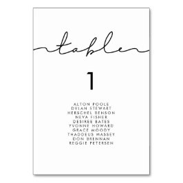 Minimalistische, moderne, handgeschriebene Sitzkar Tischnummer