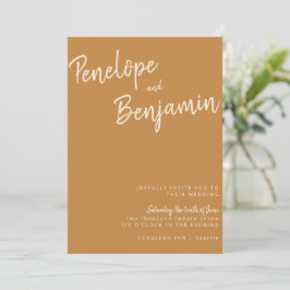 Minimalistische moderne Handschrift Mustard Boho W Einladung