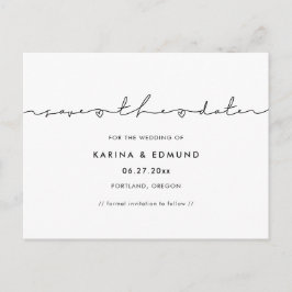 Minimalistische moderne Handschrift Save the Date Postkarte
