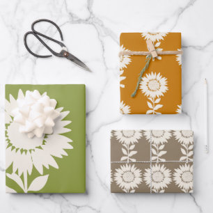 Minimalistische moderne Herbstfarben Sonnenblumen Geschenkpapier Set