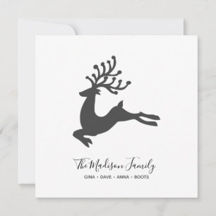 Minimalistische moderne Hirsch-Silhouette Familien Feiertagskarte