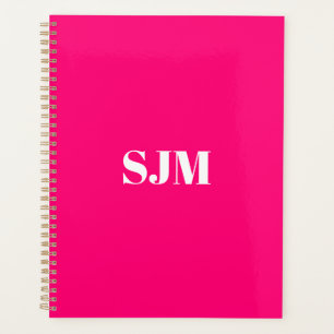 Minimalistische, moderne, hochrosa Monogramm-Initi Planer