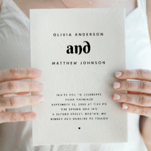 Minimalistische moderne Hochzeit Einfache elegan Einladung