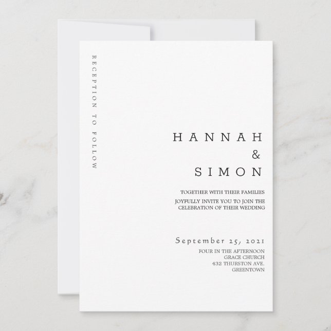 Minimalistische moderne Hochzeit im Herbst Einladu (Vorderseite)