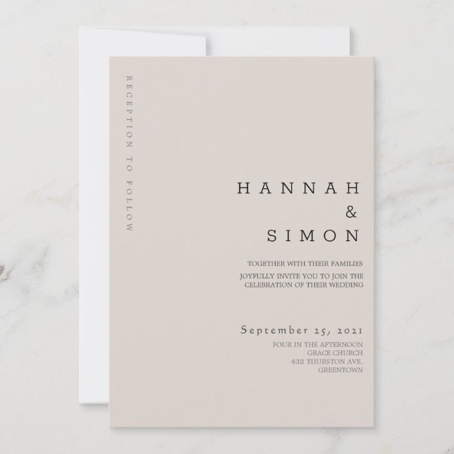 Minimalistische moderne Hochzeit im Herbst Einladu (Vorderseite)