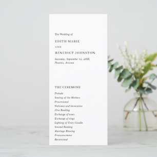 Minimalistische moderne Hochzeit in Schwarz und We Programm