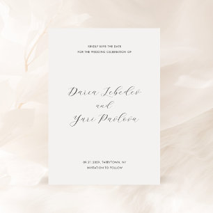 Minimalistische moderne Hochzeit in Schwarz und We Save The Date