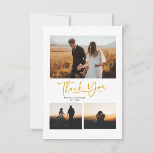 Minimalistische, moderne Hochzeit mit 4 Fotos Dankeskarte